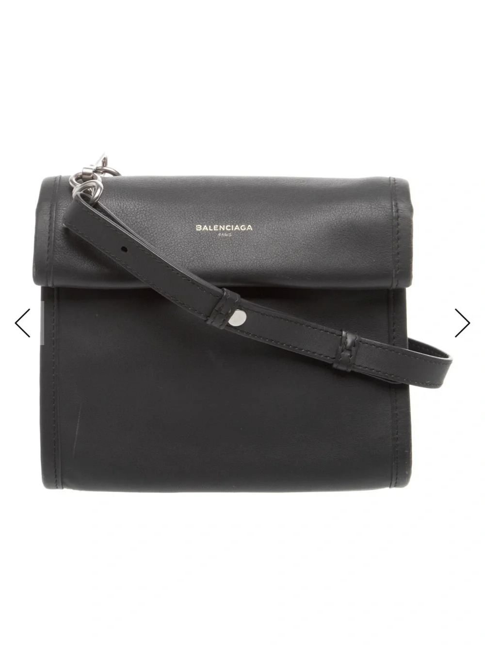 Balenciaga Black Pebbled Leather Small Shoulder Bag with Gold Logo - Picture 6 of 6